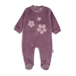 Tutina Neonato in Ciniglia Viola con Fiori