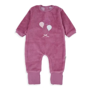 Tutina Neonato in Ciniglia Rosa con Palloncini