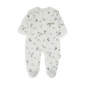 Tutina Neonato in Ciniglia Bianca con Fantasia Cagnolini “Play All Day”