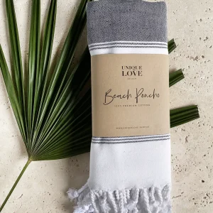 Unique Love Poncho Cotone Bianco Stripes