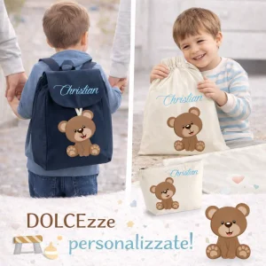 Set asilo Mini Zaino, Sacchetto cambi e beauty Orsetto
