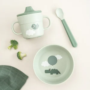 Set pappa Foodie Verde: ciotola, cucchiaino e tazza