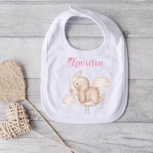Bavaglino in Cotone organico Coniglietto su Nuvola personalizzabile