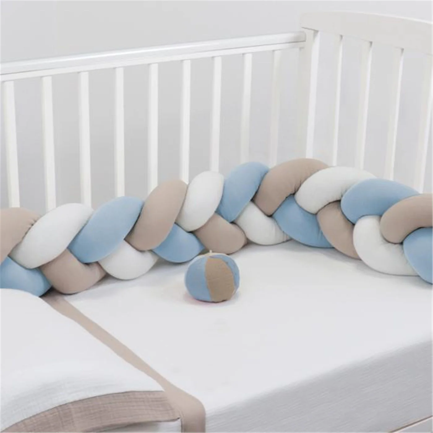 Bibo Treccia Paracolpi 215 cm Tricolore Azzurro-Beige-Bianco - immagine 2