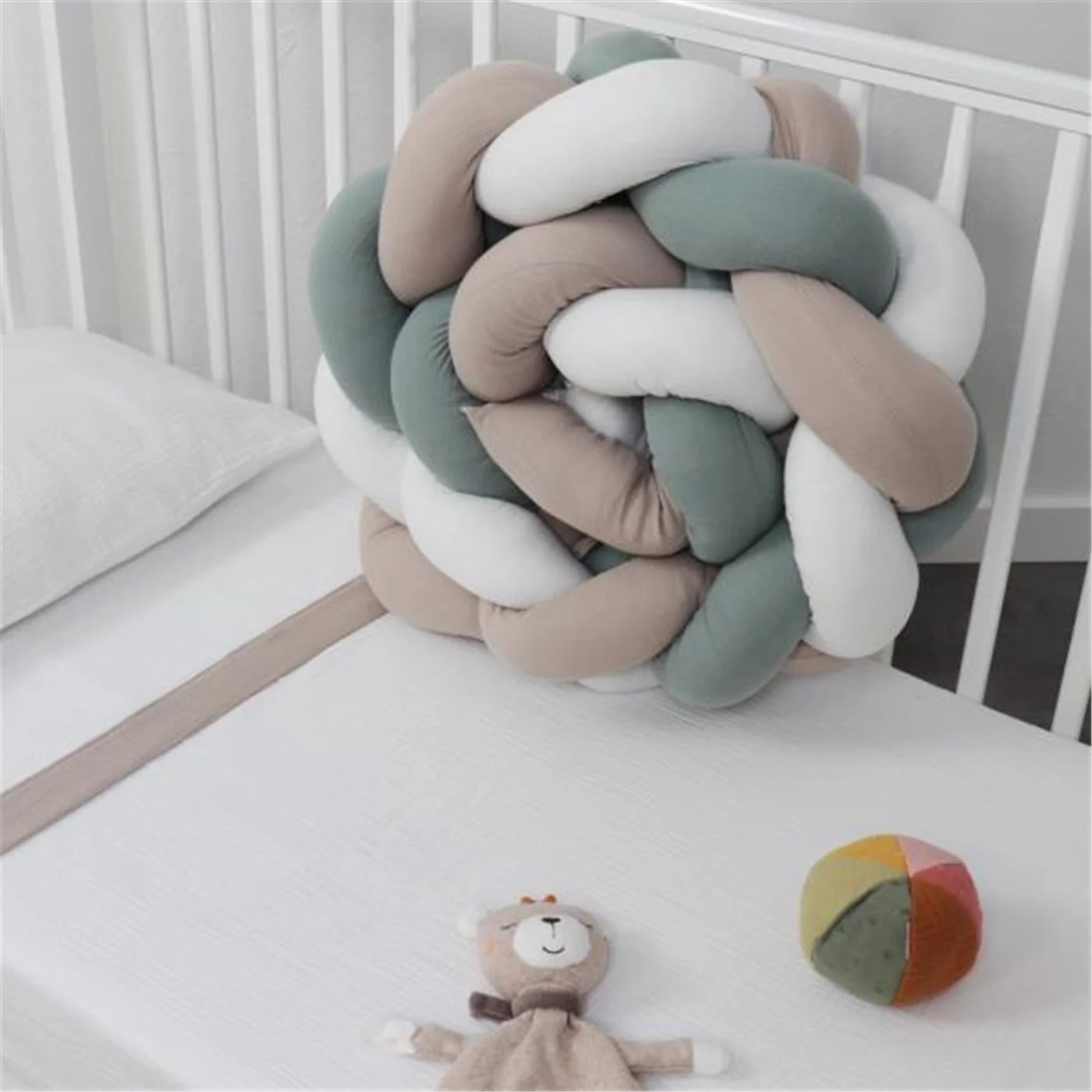 Bibo Treccia Paracolpi 215 cm Tricolore Verde-Beige-Bianco - immagine 5