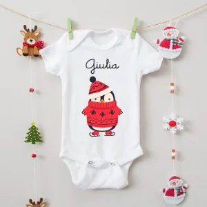 Body personalizzabile Pinguino Natalizio