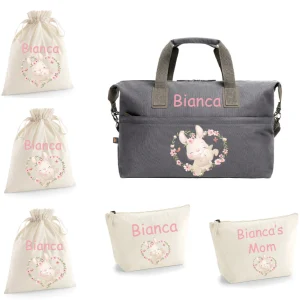 BORSONE IN COTONE PERSONALIZZATO CONIGLIETTO E MAMMA