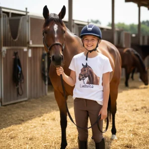 T-shirt bambina personalizzabile con nome "Horse"