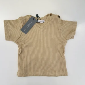 Shirt manica corta scollo V - 334 Cammello