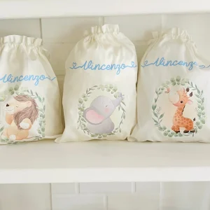 Set da 3 Sacchetti primi cambi personalizzabili Animali in Cornice