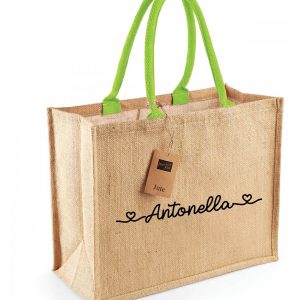 Borsa in Juta Manico Verde personalizzabile Regalo maestre fine anno o mare