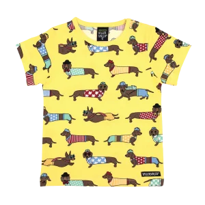 Maglietta a manica corta in cotone organico – Dachsund Giallo – Villervalla