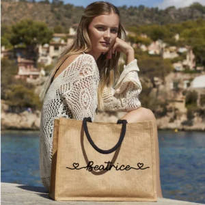 Borsa in Juta manico nero personalizzabile Regalo maestre fine anno