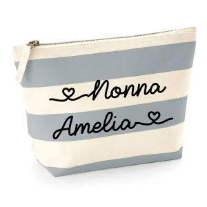 Pochette in cotone canvas a righe  personalizzabile